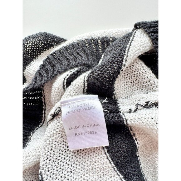 SUPERDOWN Adriana White Black Striped Open Knit Oversized Crop Sweater, Size XS - Picture 12 of 13
